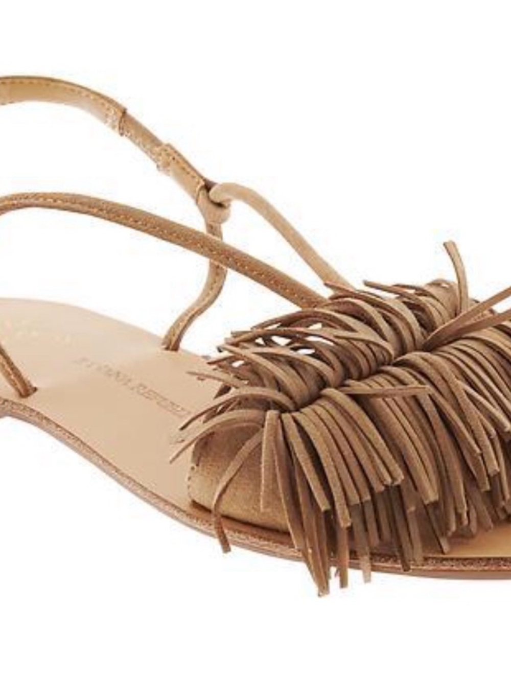 Banana Republic Tan Fringe Leather Slingback Sandals